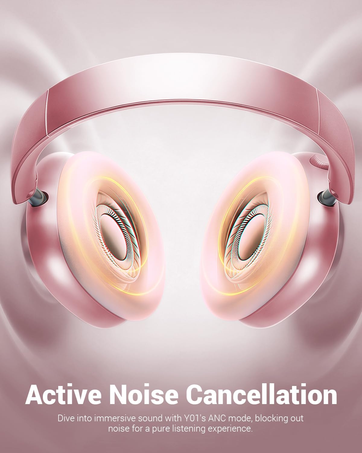 Wireless Noise Cancelling Over Ear Headphones 48Hr Battery Pink