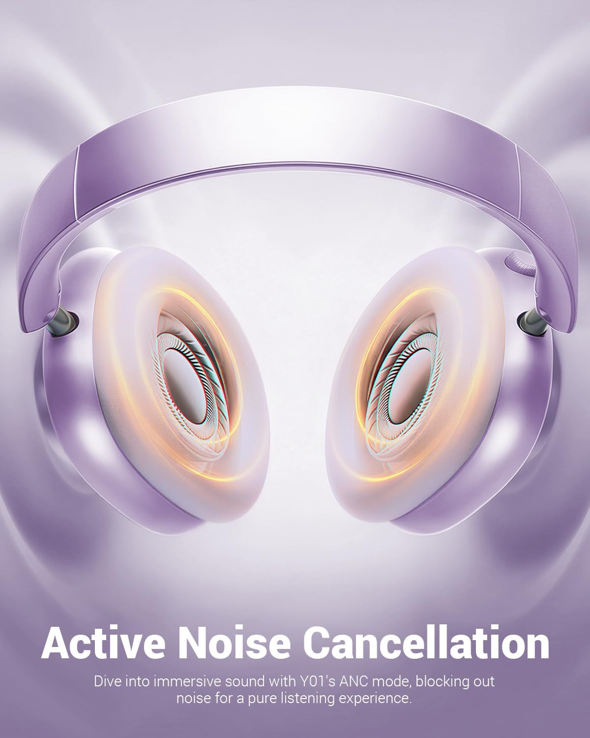 Wireless Noise Cancelling Over Ear Headphones 48Hr Battery Purple