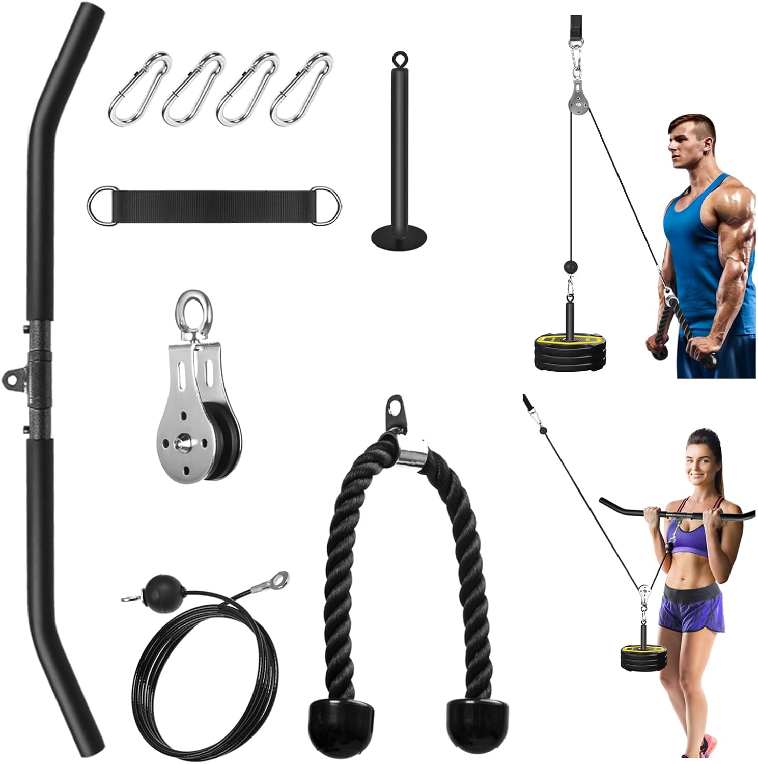Cable Pulley System Lat Pull Down Home Gym Arm Back Trainer