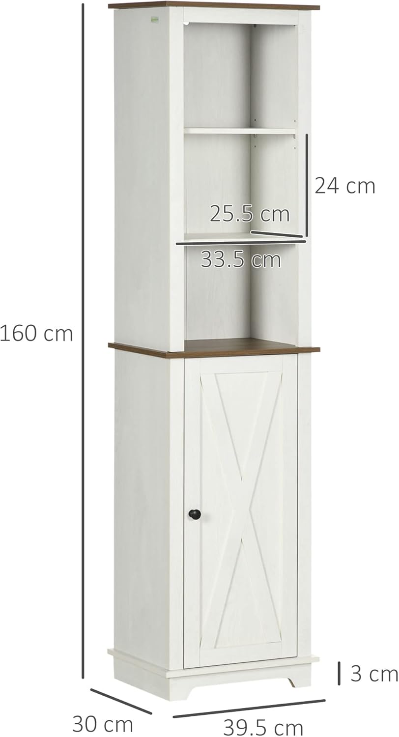 Tall Bathroom Floor Cabinet White Slim Storage Cupboard Shelves
