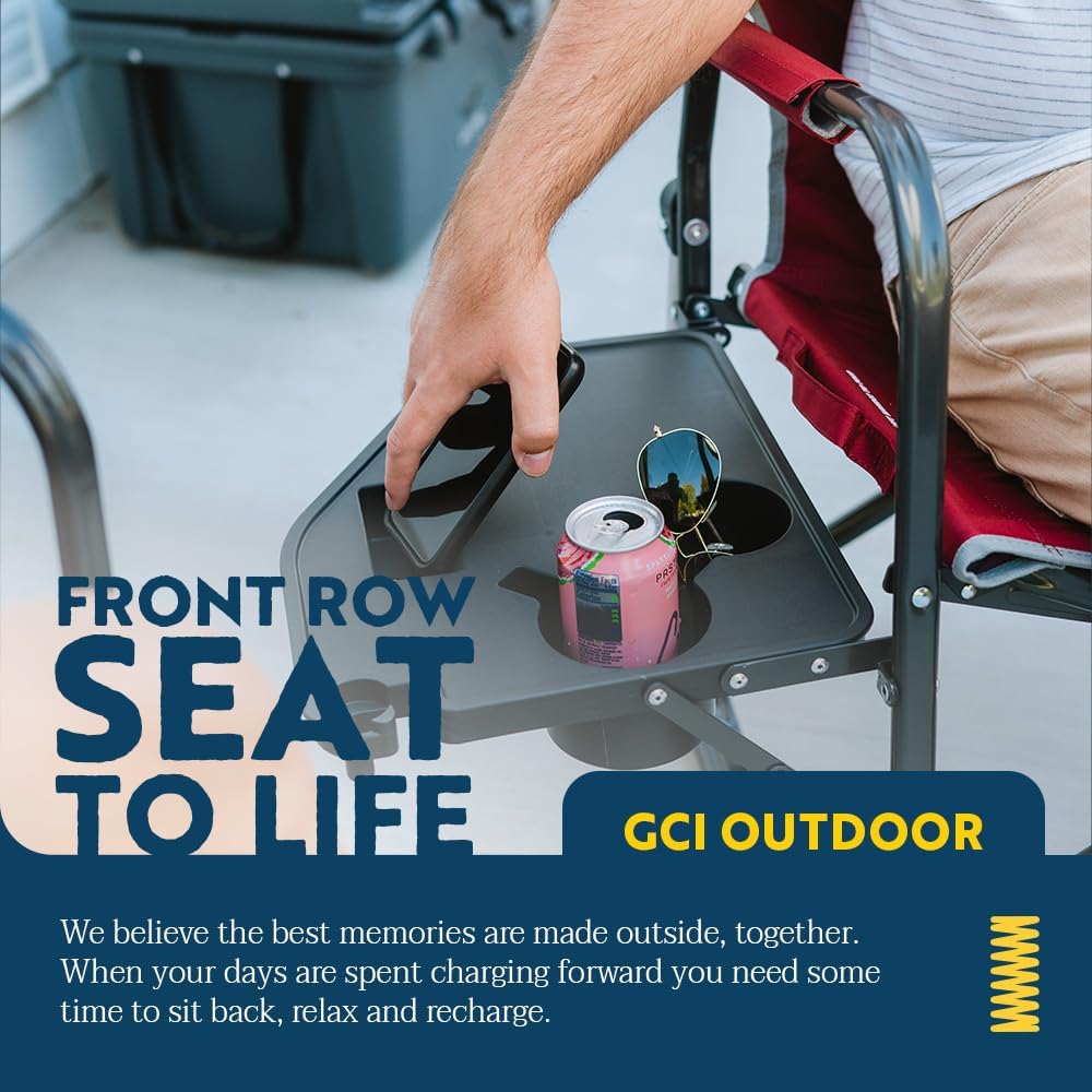 XL Folding Rocking Camping Chair with Side Table Outdoor Patio Seat