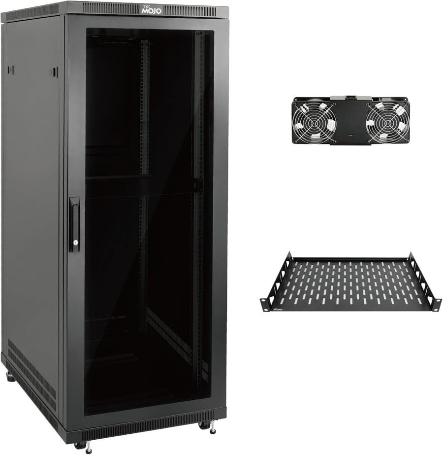 27U Free Standing Server Rack Cabinet Glass Door 600mm