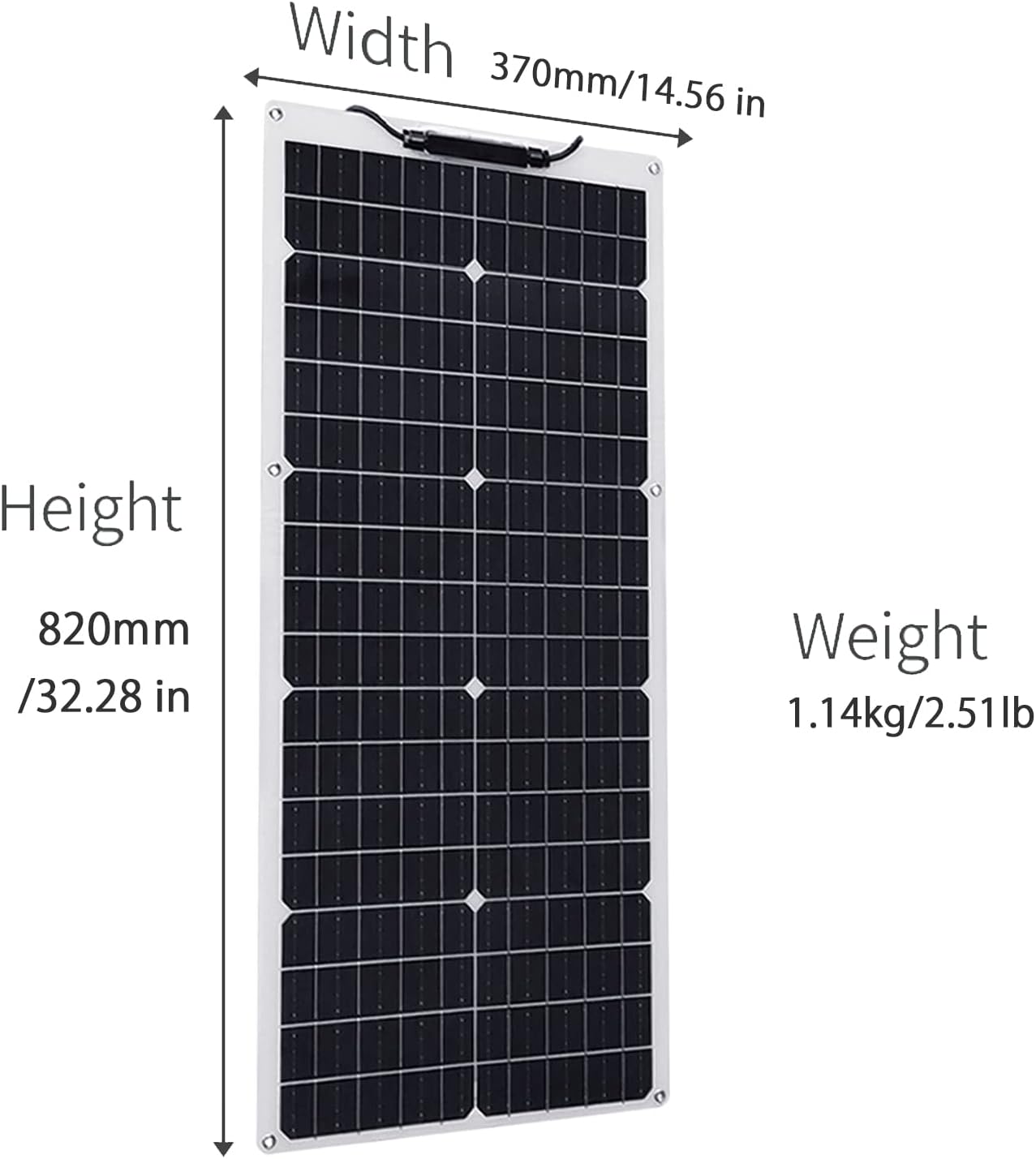 50W Flexible Solar Panel High Efficiency RV Boat Caravan Charger