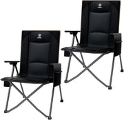 Set of 2 Reclining Camping Chairs Heavy Duty 350lb Black