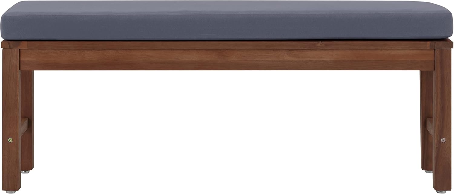Acacia Wood Garden Bench with Cushion Outdoor Patio Seat