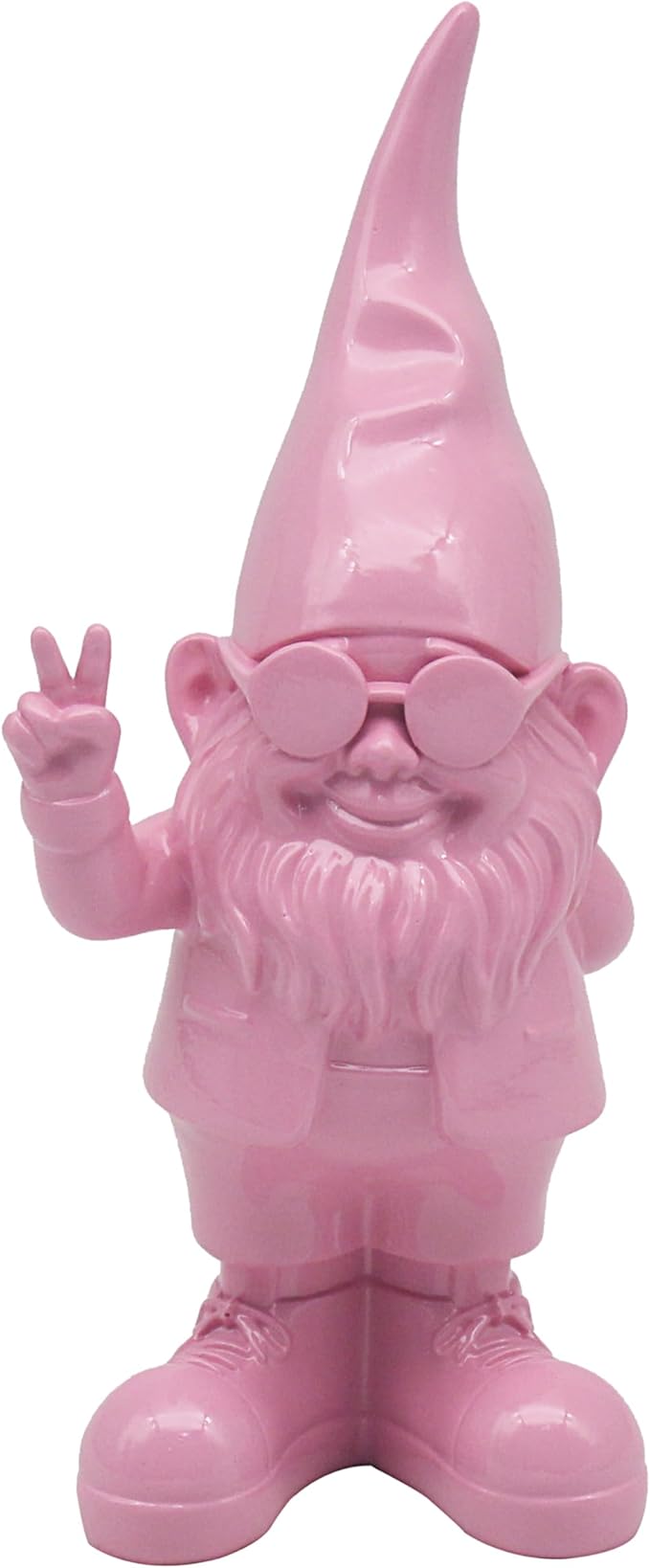 Peace Hand Gnome Statue Pink 20cm Indoor Outdoor Home Decor
