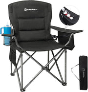Oversized Camping Chair with Cooler and Lumbar Support Black
