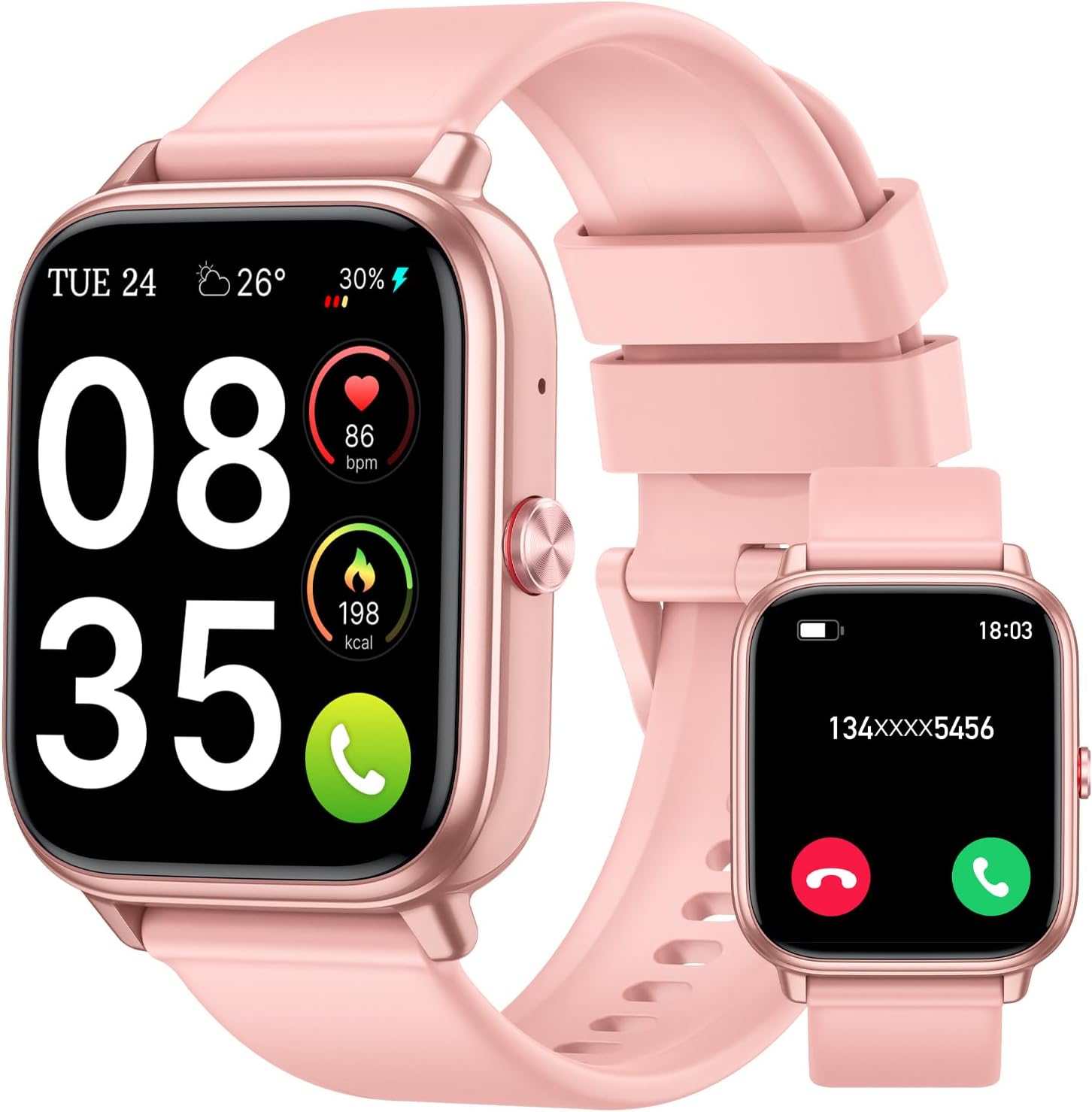 Smart Watch 20 Day Battery Bluetooth Calling Fitness Tracker Pink