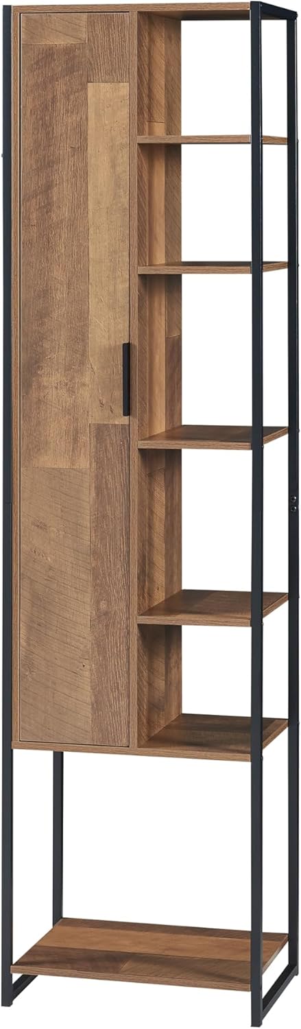 Walnut Tall Bathroom Cabinet 11 Shelf Storage Unit