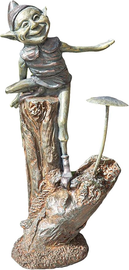 Fairy Garden Elf Statue Mushroom Resin Outdoor Patio Decor Ornament