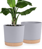Set of 2 30.5cm Plant Pots Light Grey Planters with Saucer