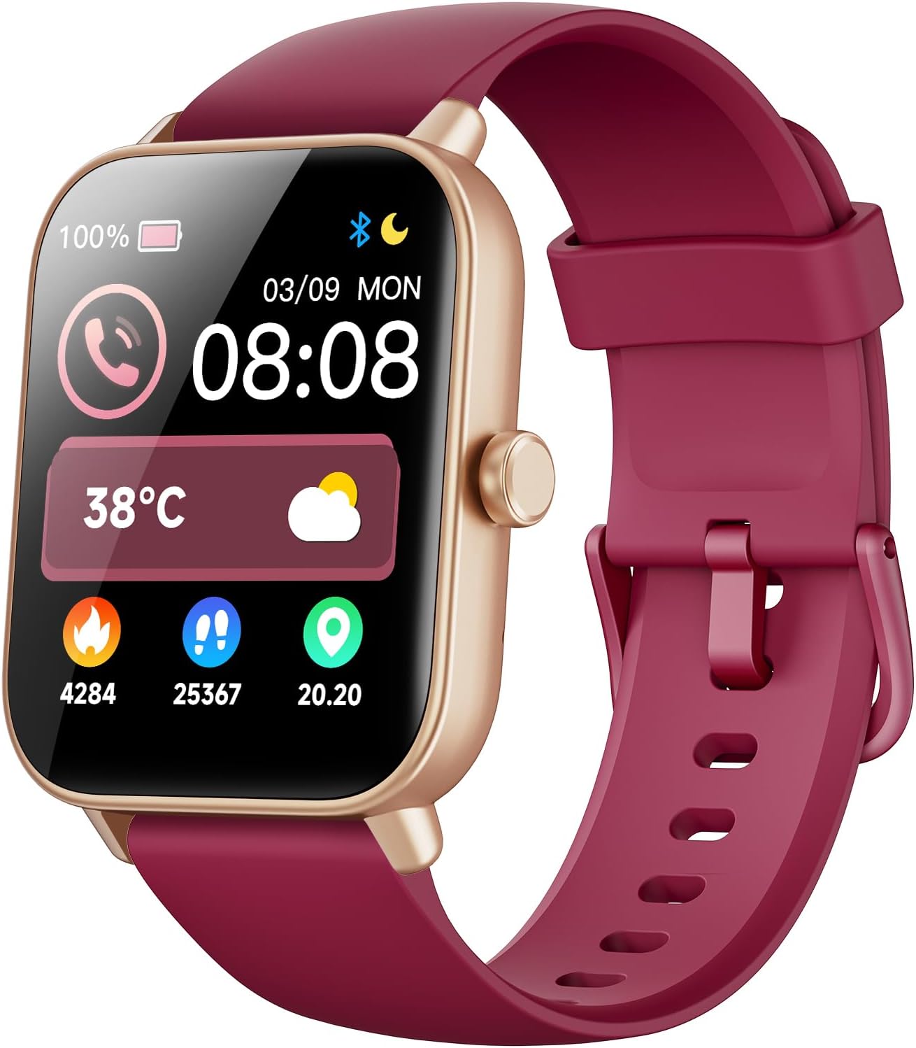 Womens Smart Watch Bluetooth Call Alexa Red