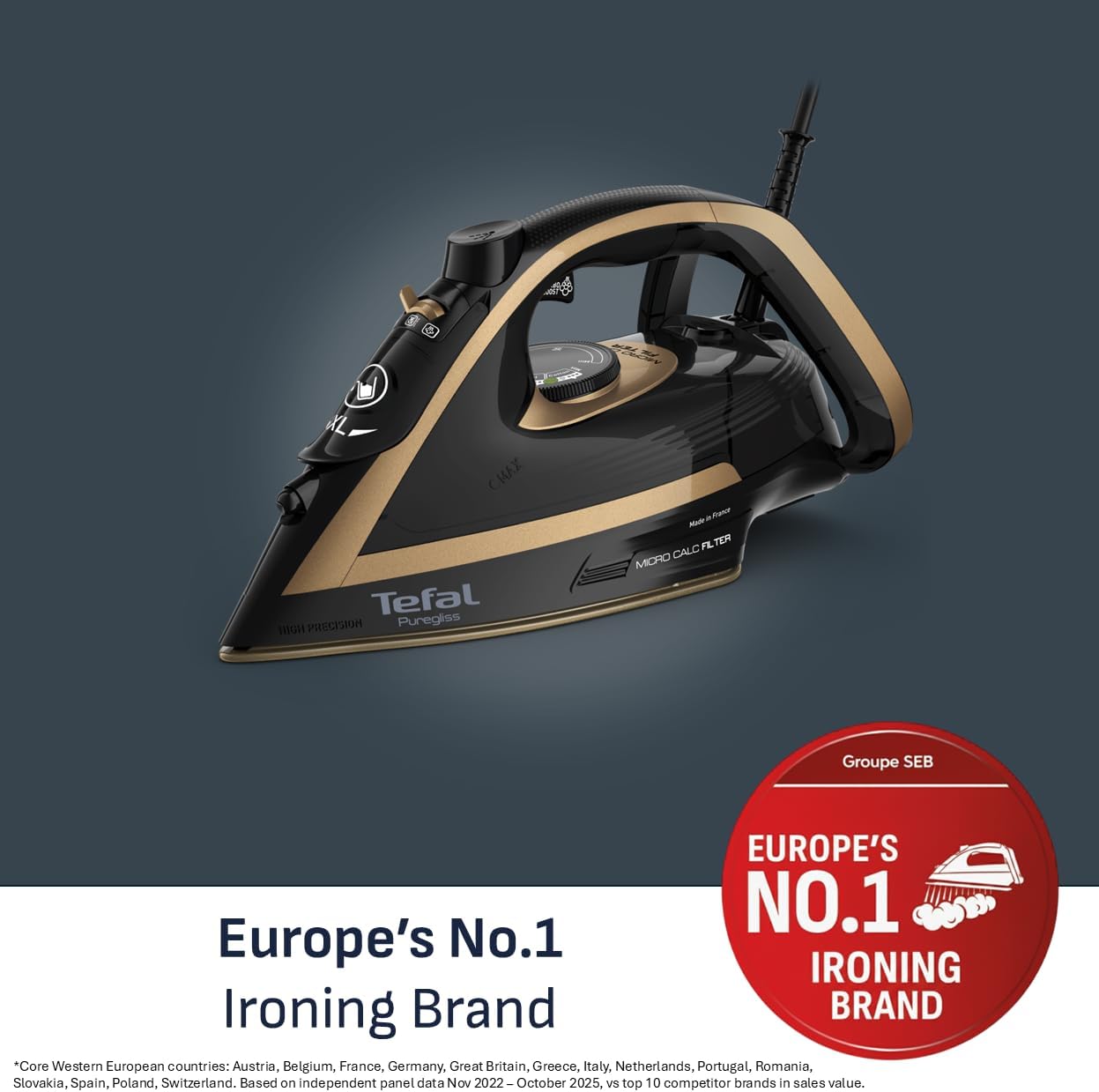3000W Steam Iron 280g Steam Boost Durilium Soleplate Auto Off