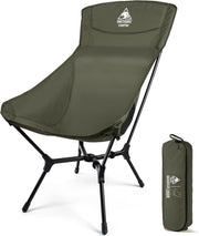 High Back Camping Chair Lightweight Folding Portable Seat Green