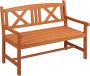 2 Seater Wooden Garden Bench Patio Seat w/Backrest Armrests