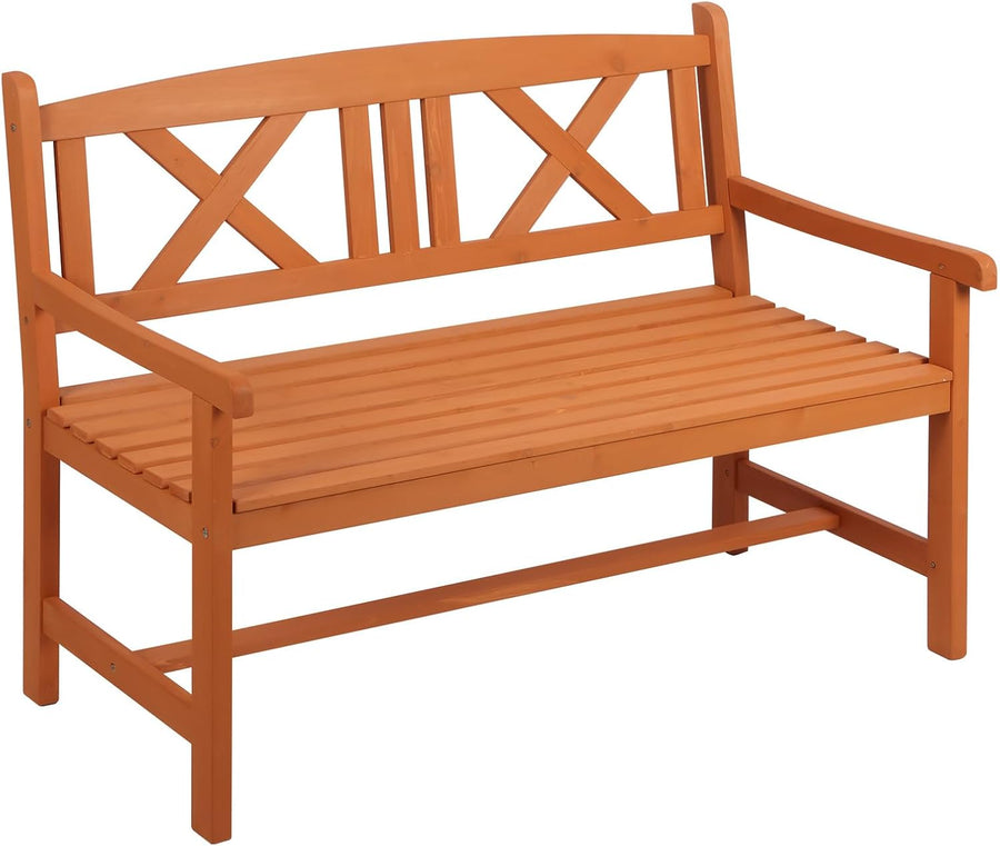 2 Seater Wooden Garden Bench Patio Seat w/Backrest Armrests