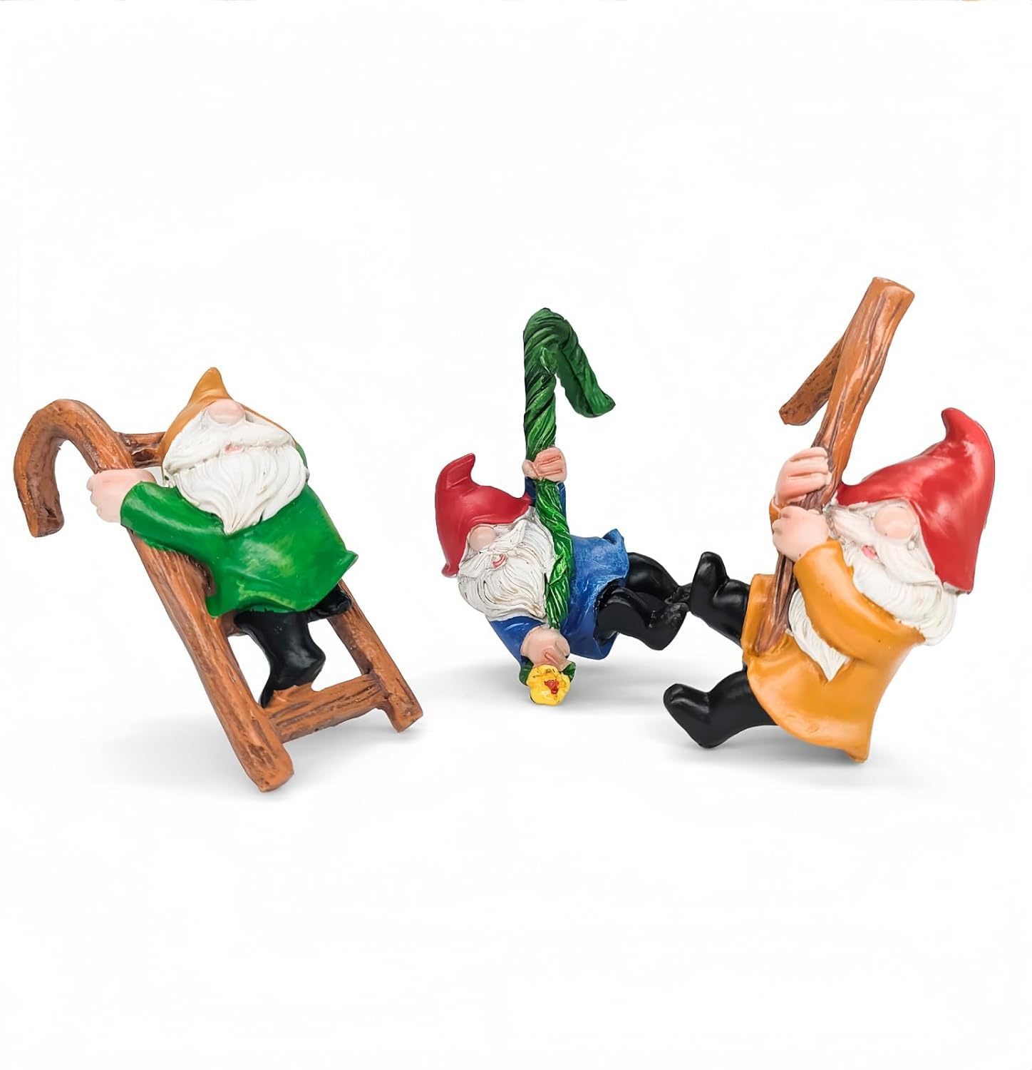 3Pcs Climbing Garden Gnomes Resin Tree Hugger Flower Pot Decor