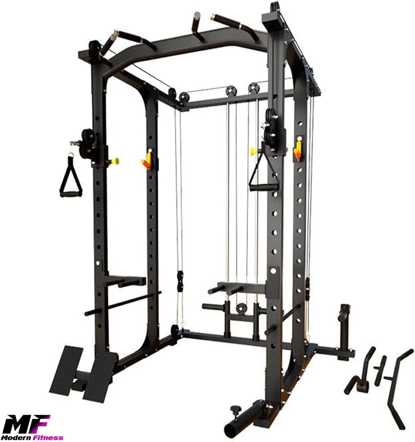 Power Cage Squat Rack Cable Crossover Dual Pulley Home Gym