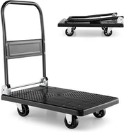 Folding Push Cart Dolly 200KG Flatbed Trolley Black