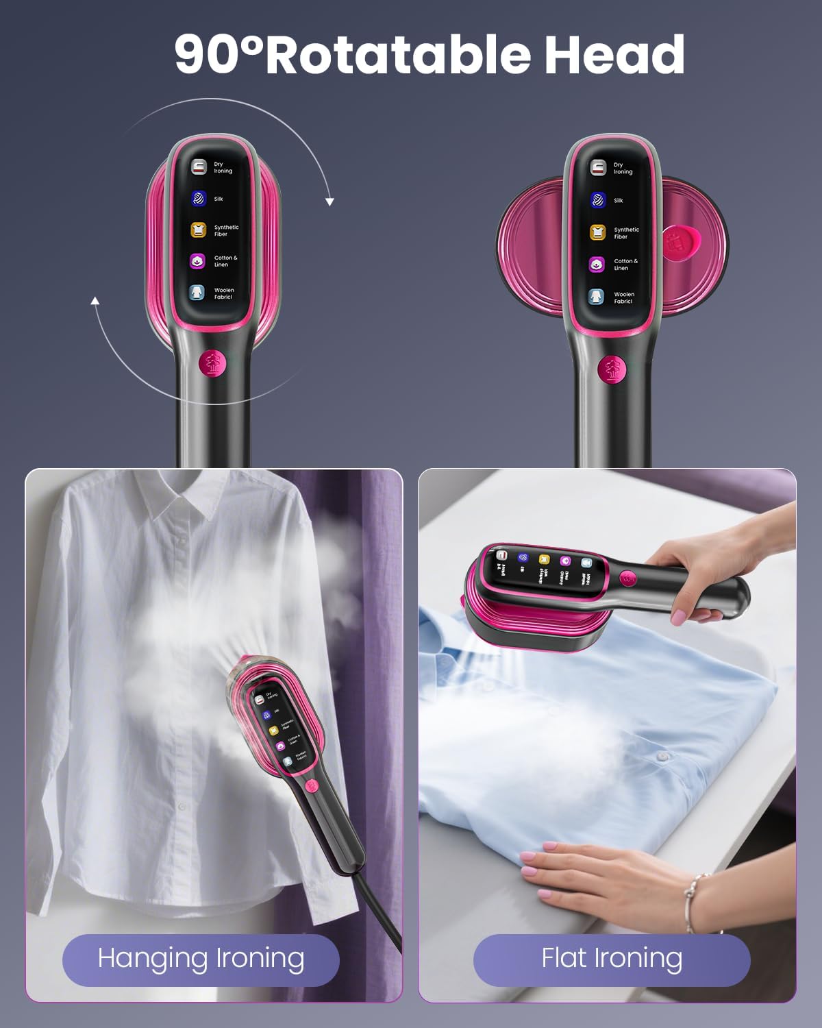 Travel Clothes Steamer 2 in 1 Steam Iron Fast Heat 5 Modes LED
