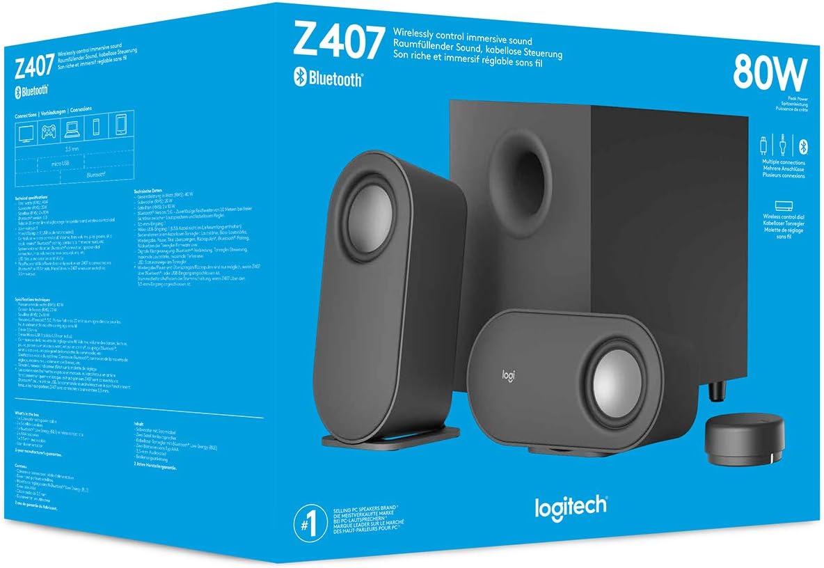 Bluetooth PC Speakers with Subwoofer 40W Stereo USB AUX Control
