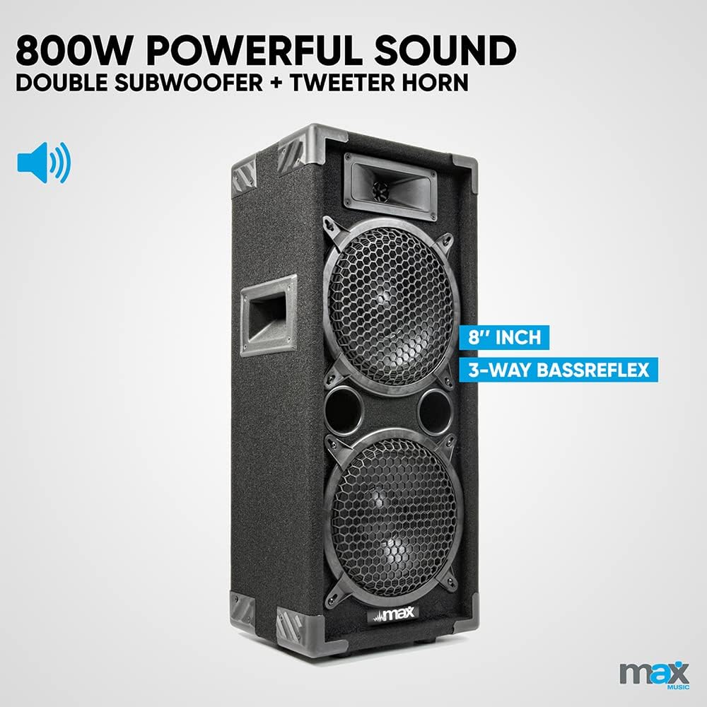 Dual 8 Inch DJ PA Speakers Pair 1600W Passive Karaoke Party Sound