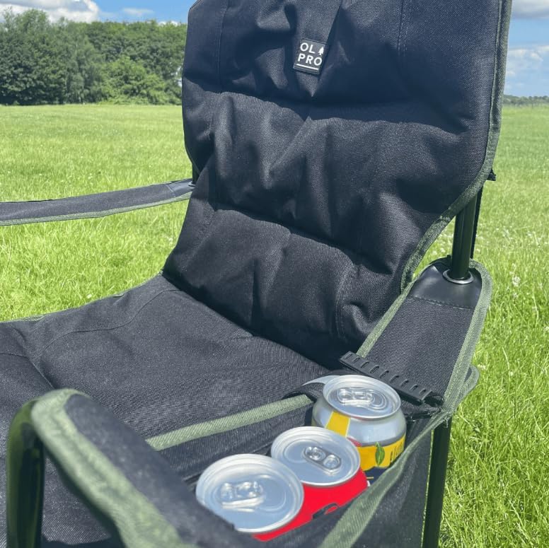 Padded Folding Camping Chair with Cooler Green