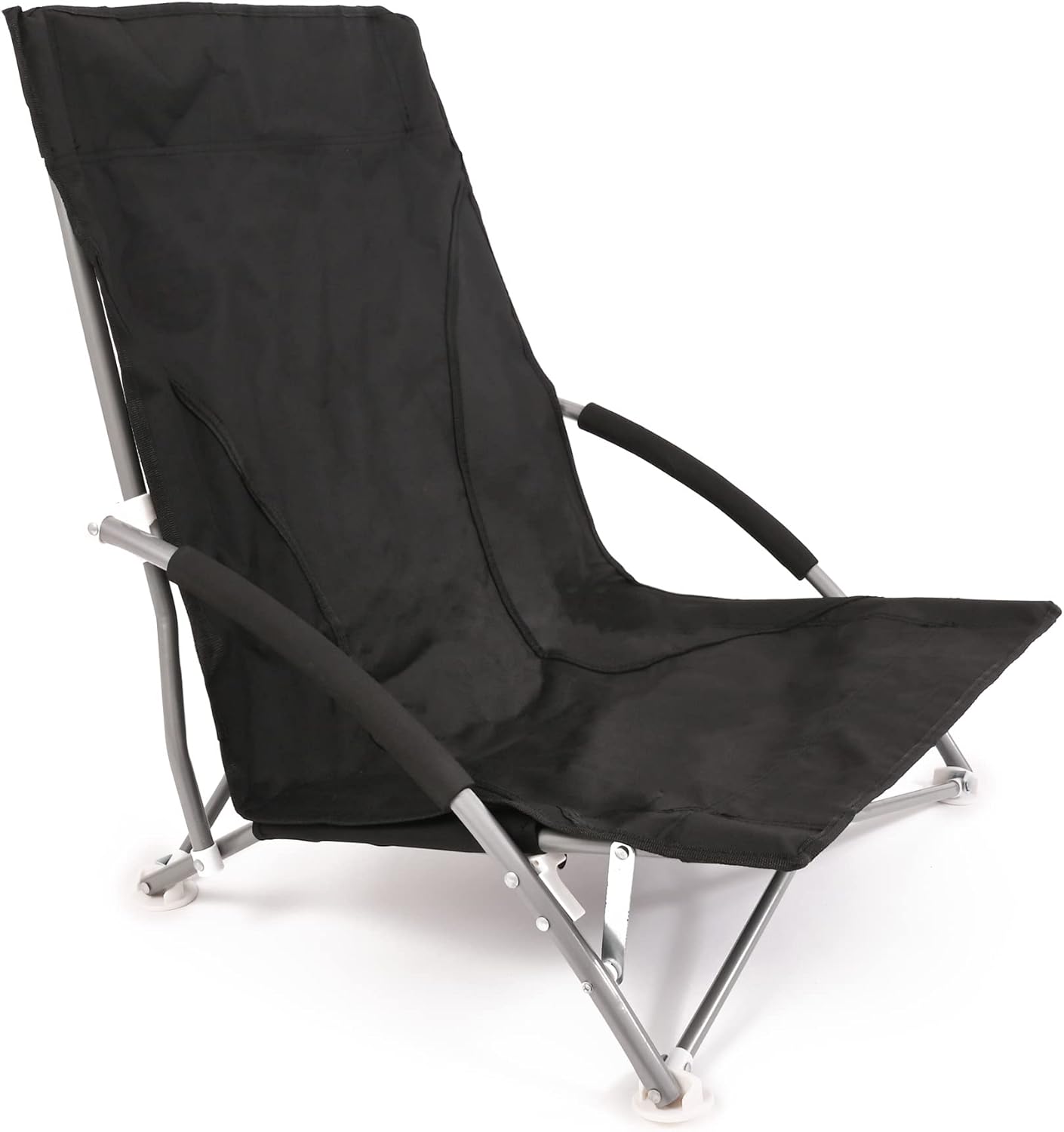 Set of 2 Low Folding Beach Chairs Black