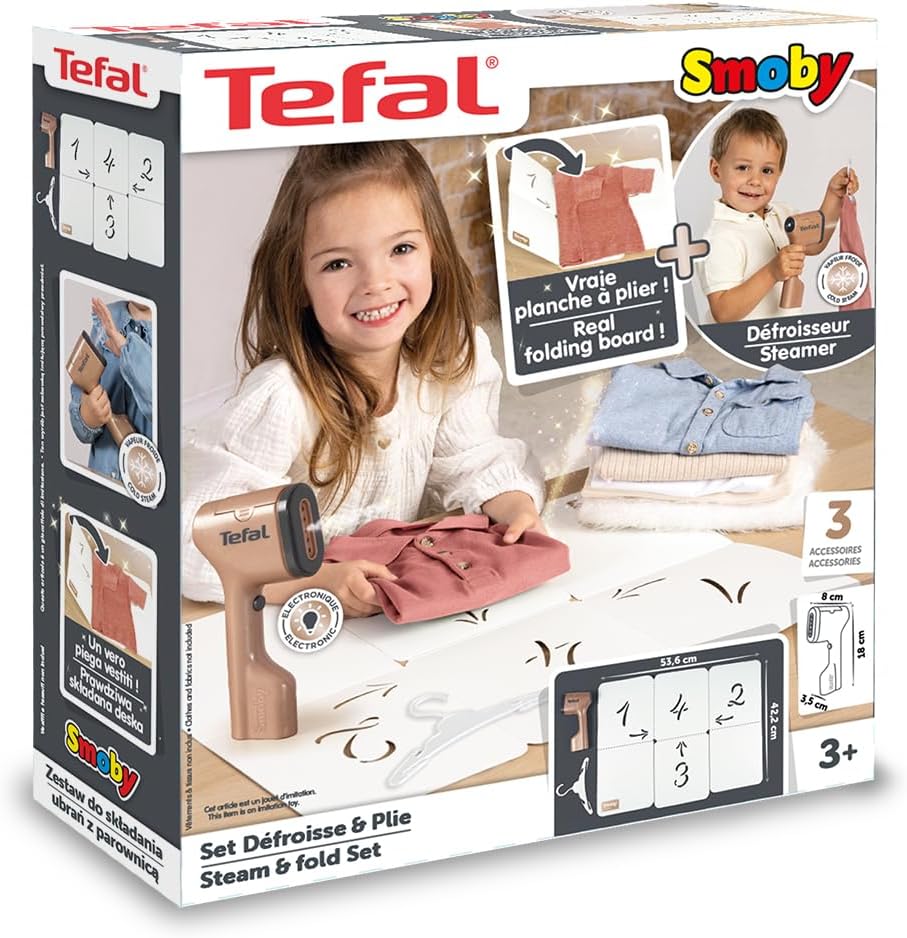 Kids Steamer Toy Laundry Set Clothes Folding Playset Pretend Iron