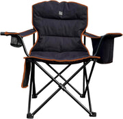 Padded Folding Camping Chair with Cooler Black Orange