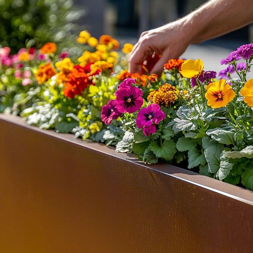 Corten Steel Trough Planter Rust Finish Garden Box 75cm
