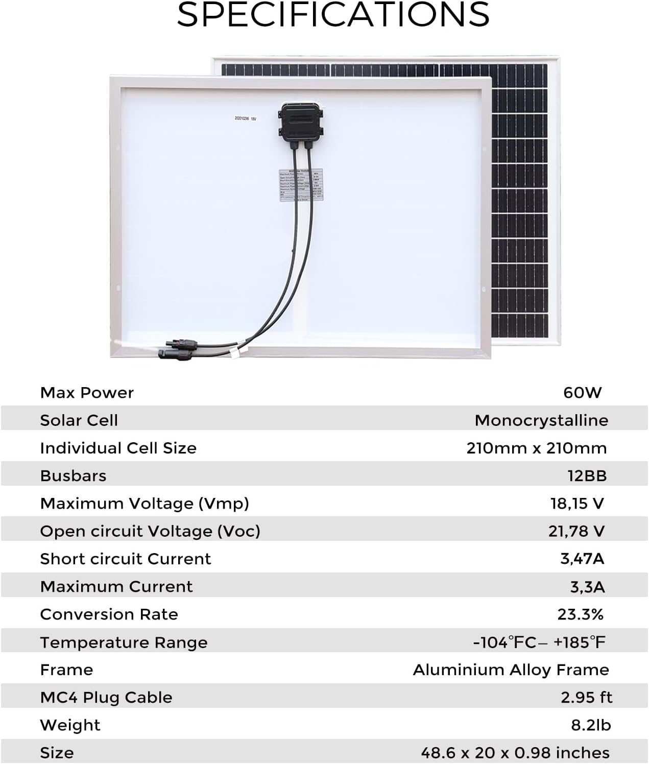 60W Solar Panel Kit 12V 24V Controller Boat Caravan Shed