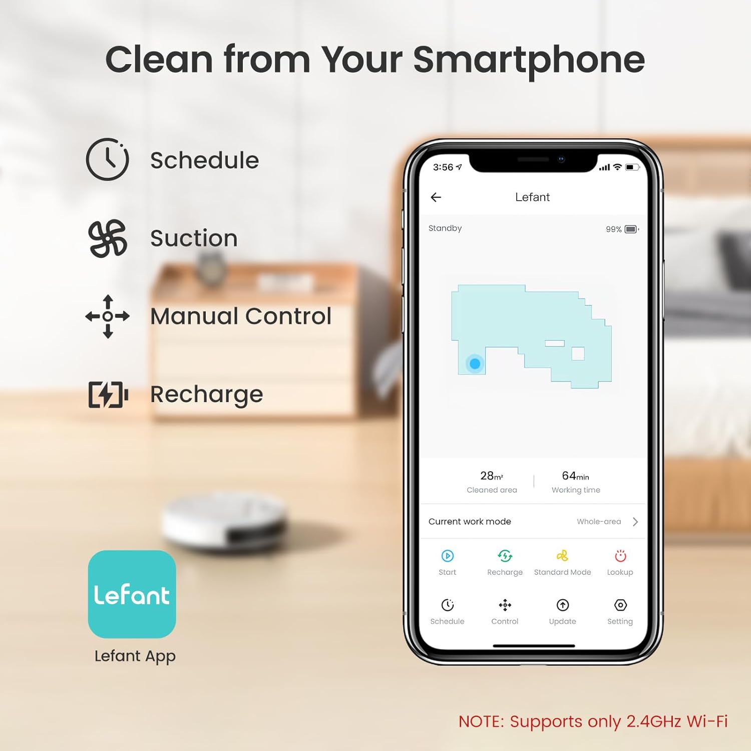 Robot Vacuum 2200Pa Slim Smart WiFi Pet Hair Cleaner