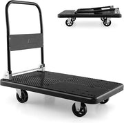 Folding Push Cart Dolly 400KG Flatbed Trolley Black