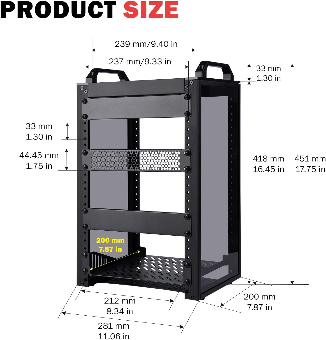10 Inch 8U Mini Server Rack Cabinet Black