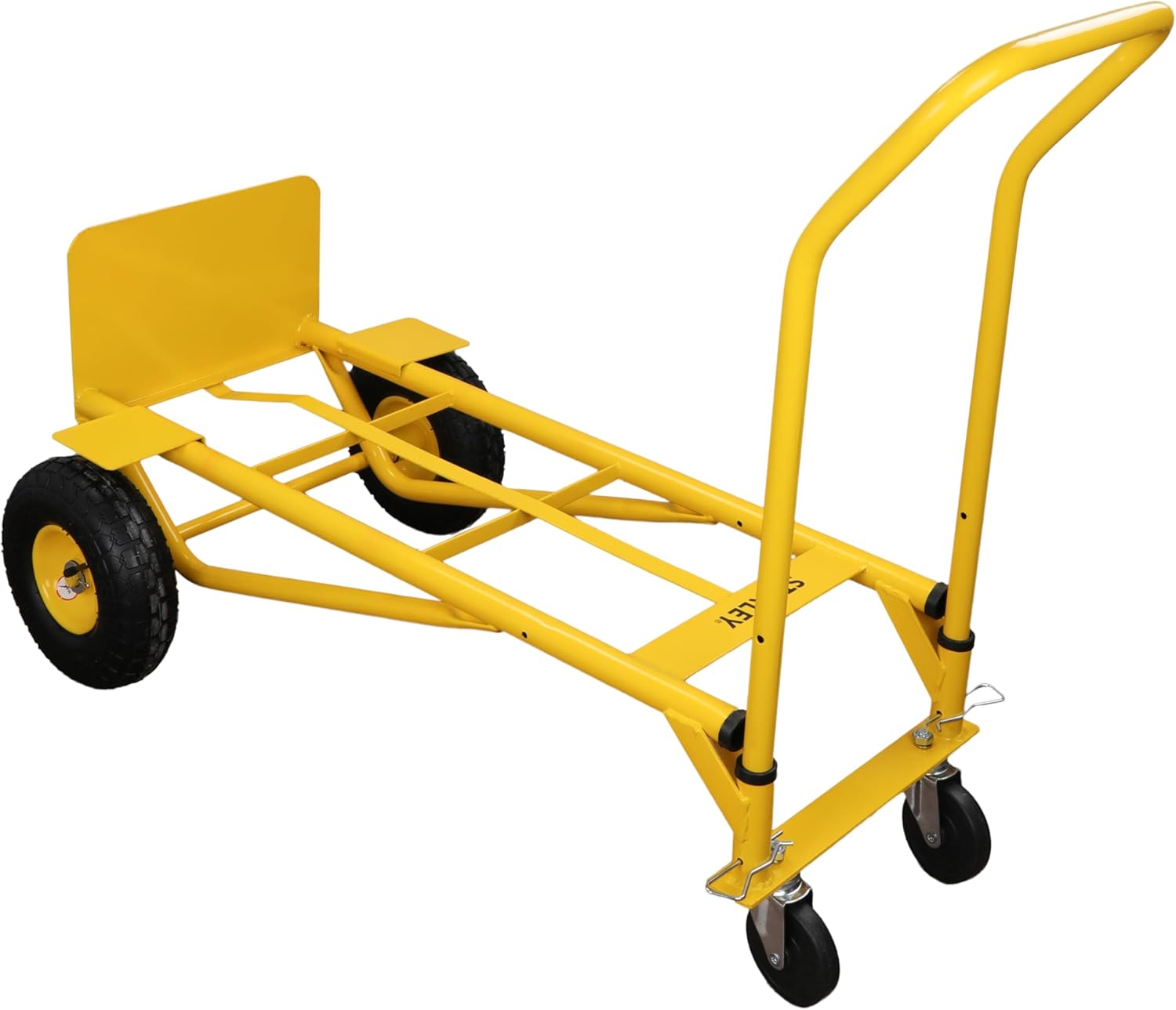 2 In 1 Steel Hand Truck Platform Trolley 200KG Yellow