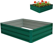Raised Garden Bed Metal Planter 120cm Outdoor Veg Herb Box Green