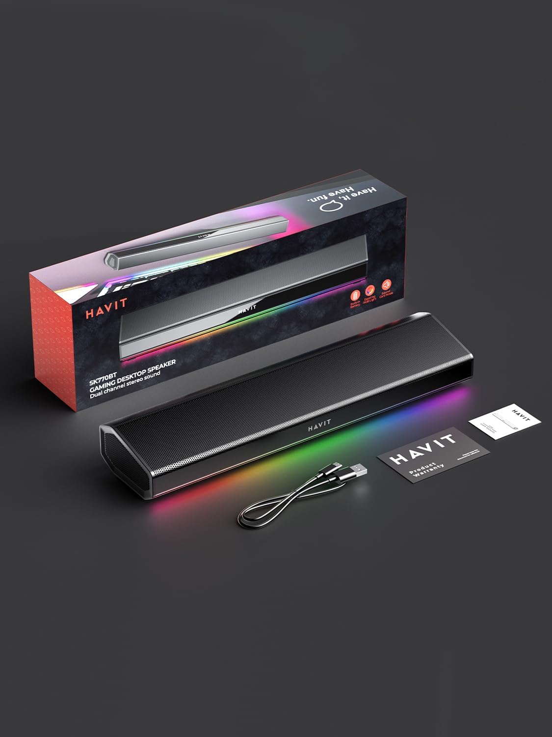 20W Bluetooth PC Soundbar RGB USB Desktop Speaker 3D Stereo