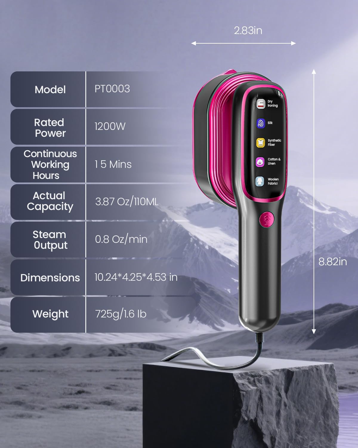 Travel Clothes Steamer 2 in 1 Steam Iron Fast Heat 5 Modes LED