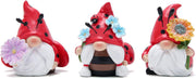 3PCS Ladybird Garden Gnome Set Resin Outdoor Ornaments Flower Decor
