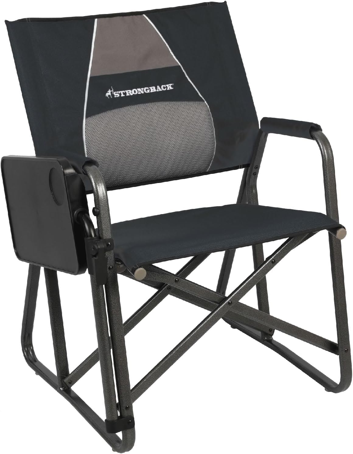 Ergonomic Director Camping Chair with Side Table Black
