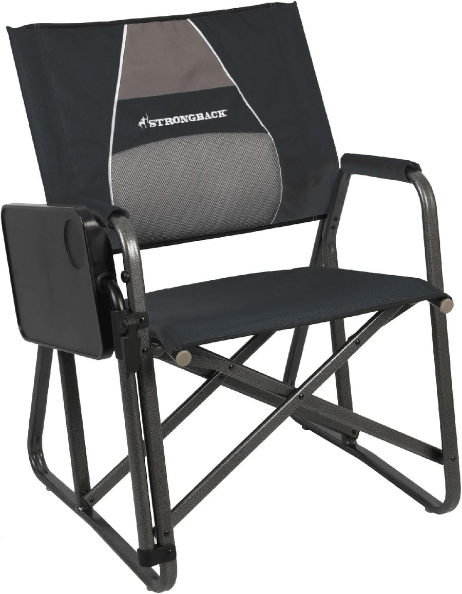 Ergonomic Director Camping Chair with Side Table Black