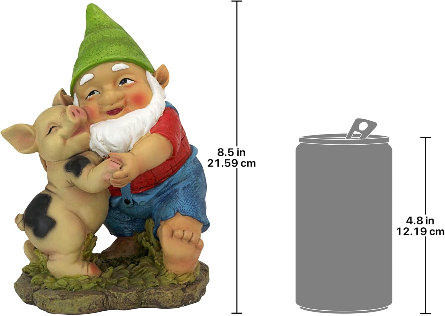 Happy Pig Gnome Statue Resin Garden Decor Outdoor Figurine