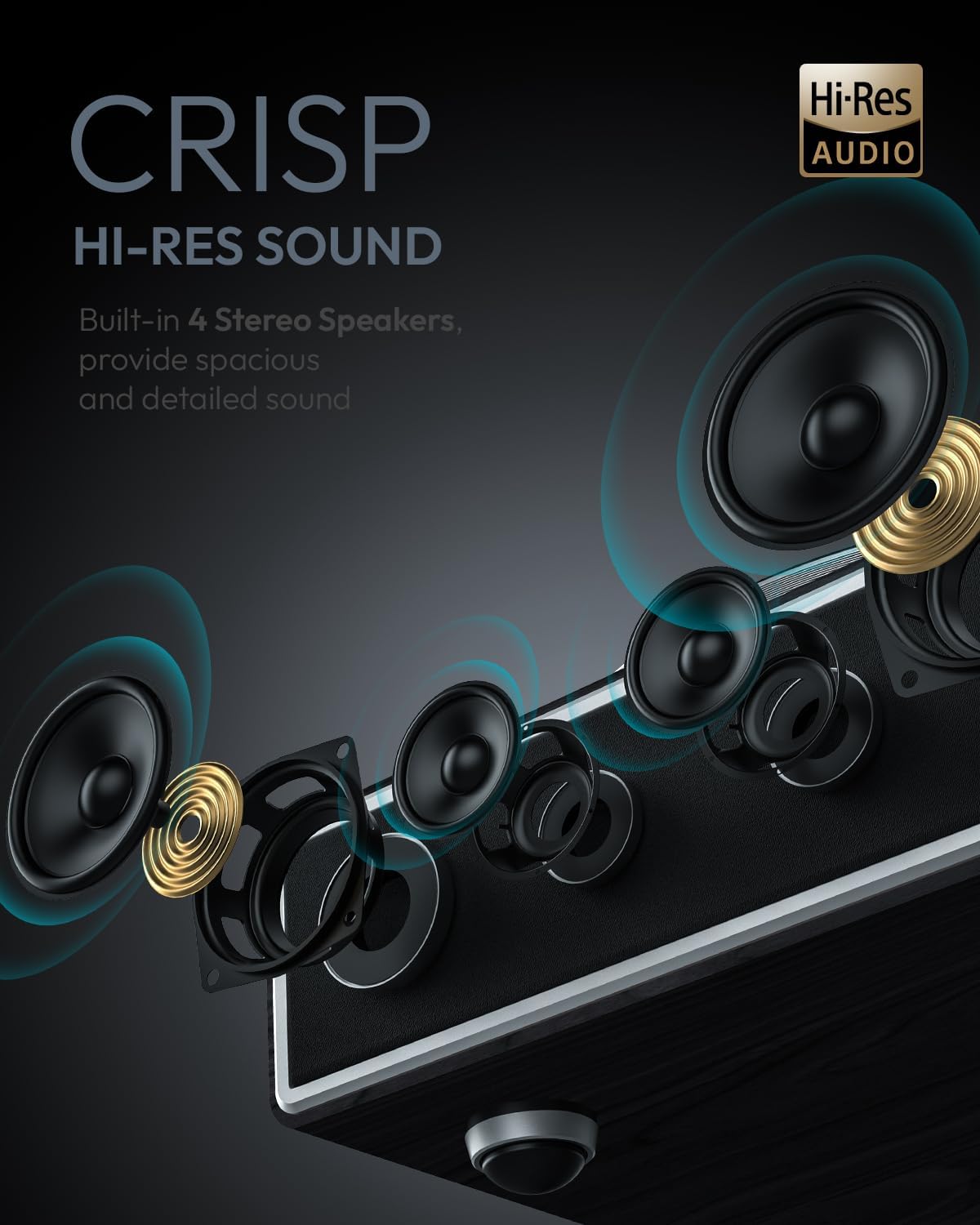 Bluetooth Vinyl Record Player HiFi Turntable Built-In Speakers 33/45RPM