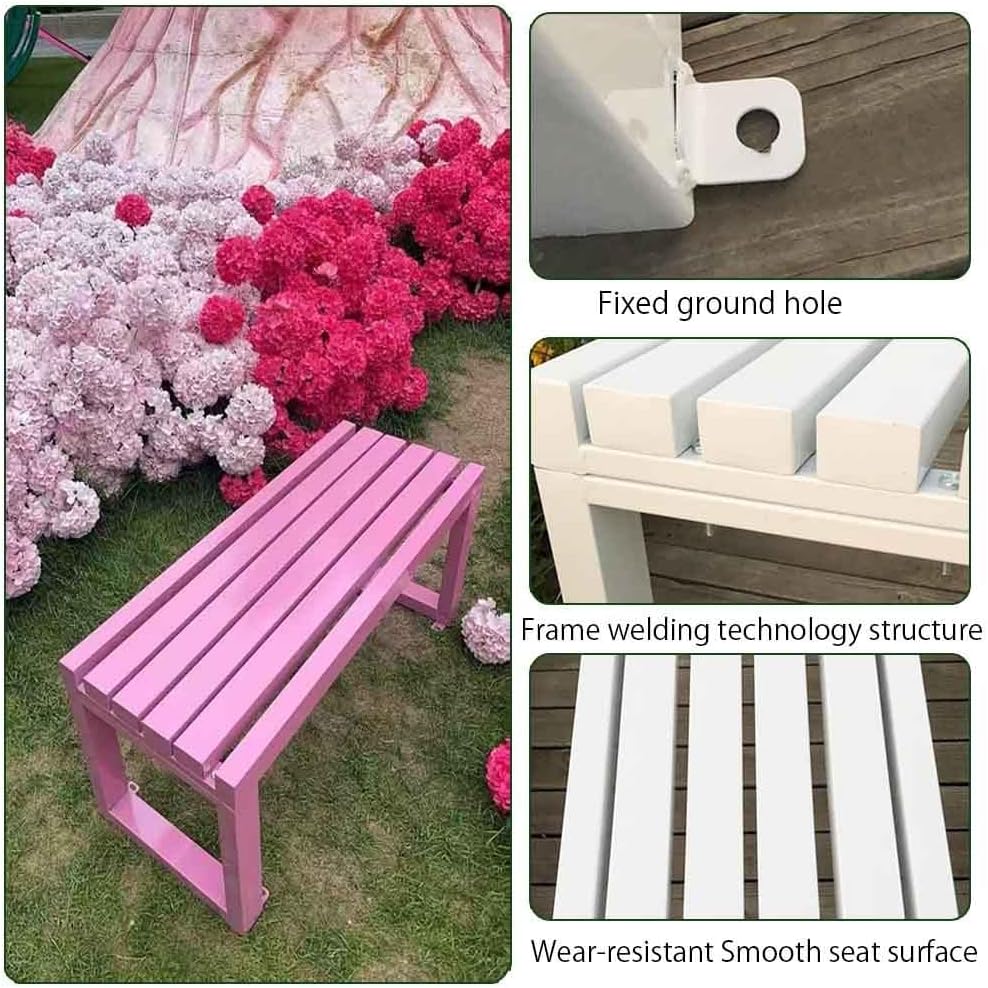 Metal Garden Bench 1.8m Backless Outdoor Park Patio Seat Blue