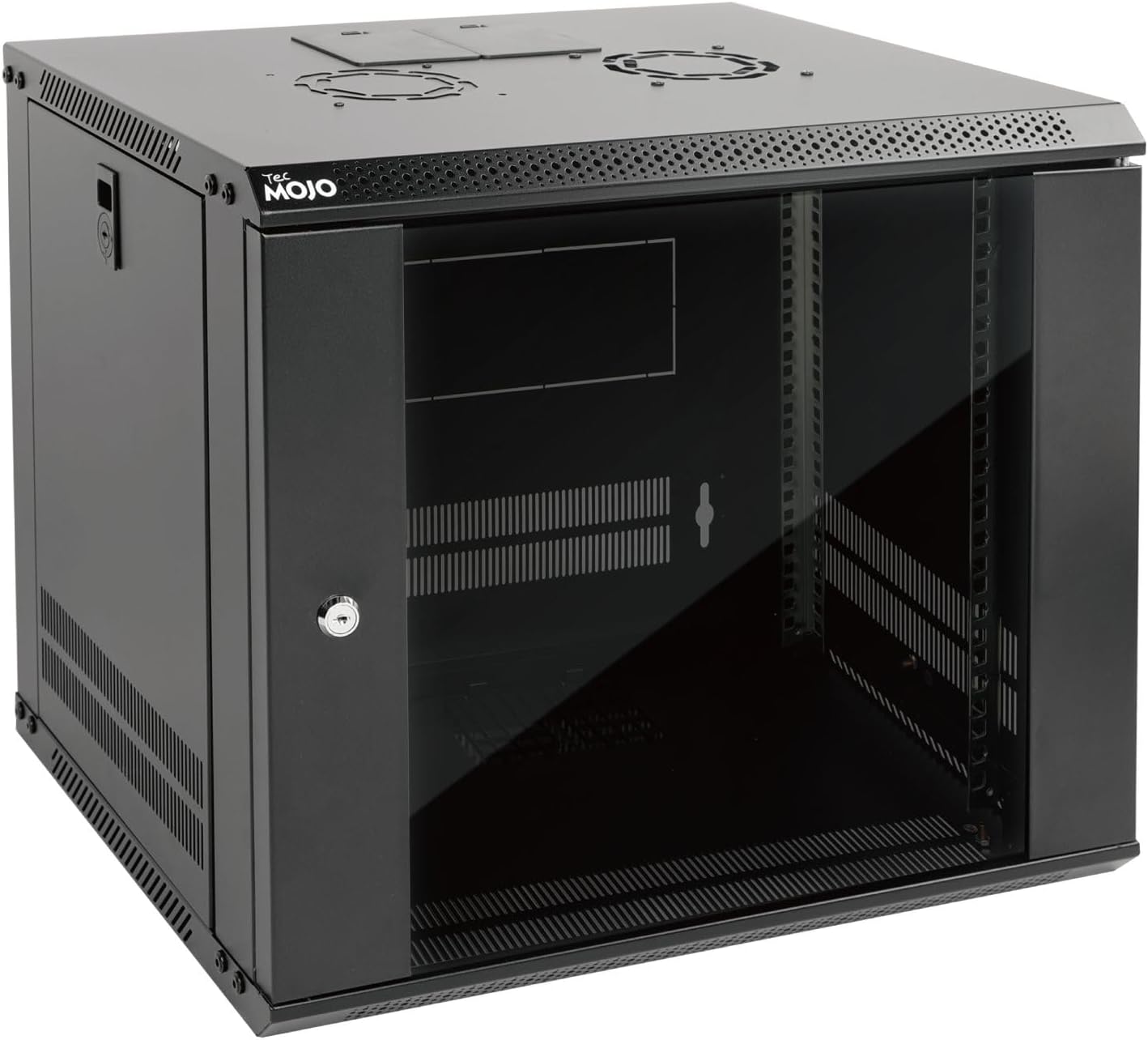 9U Wall Mount Server Cabinet 450mm Glass Door Black