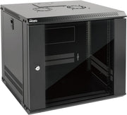 9U Wall Mount Server Cabinet 450mm Glass Door Black