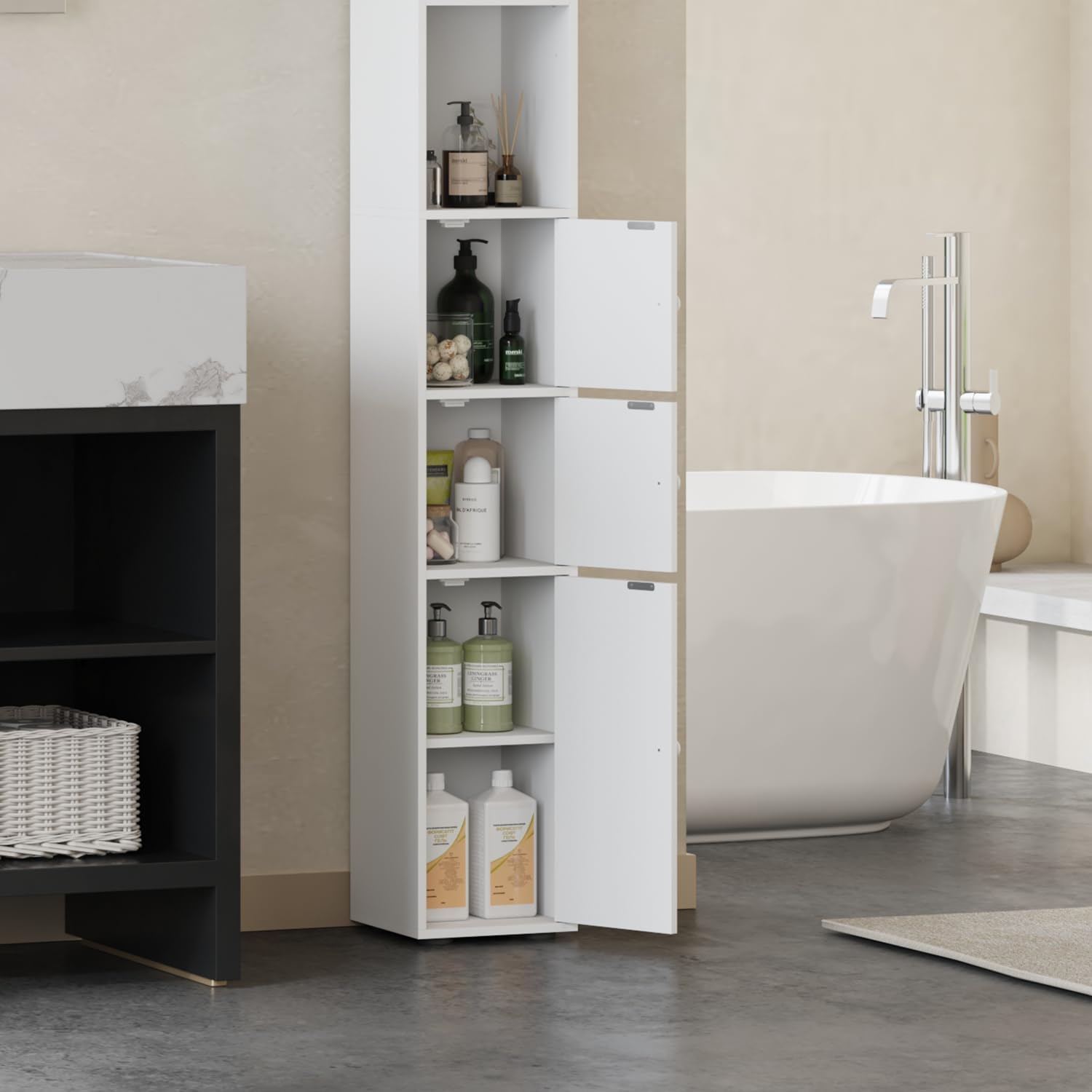 Tall Slim Corner Storage Cabinet 180cm Shelf Door Unit