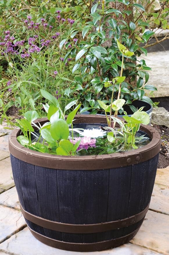 61cm Large Half Barrel Planter Copper Effect Garden Pot 80L - Kwikley
