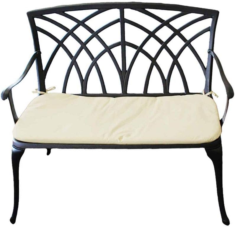 2 Seater Cast Aluminium Garden Bench with Cushion Bronze Patio Seat